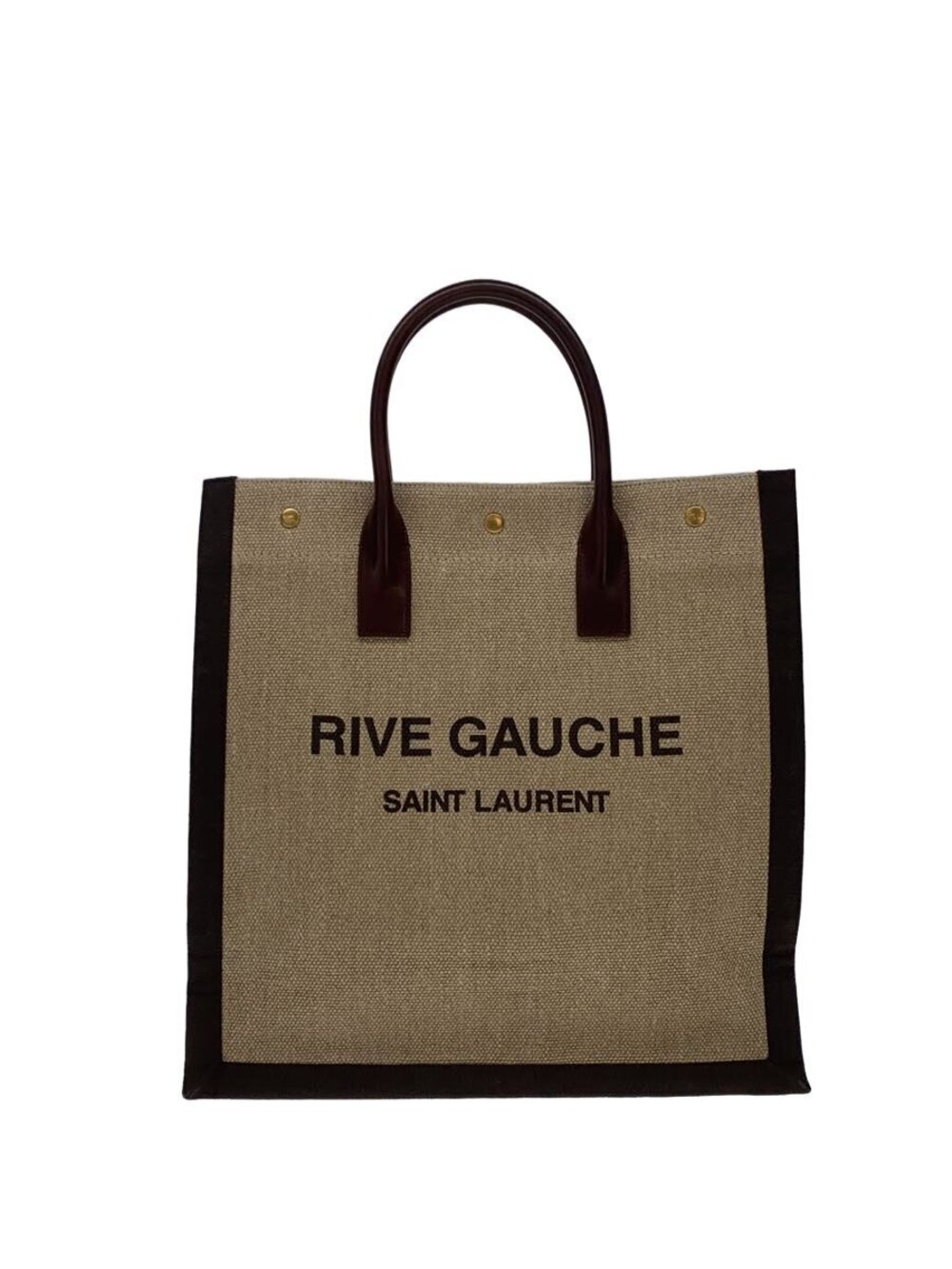 Saint Laurent Rive Gauche Canvas Tote Bag Black Brown